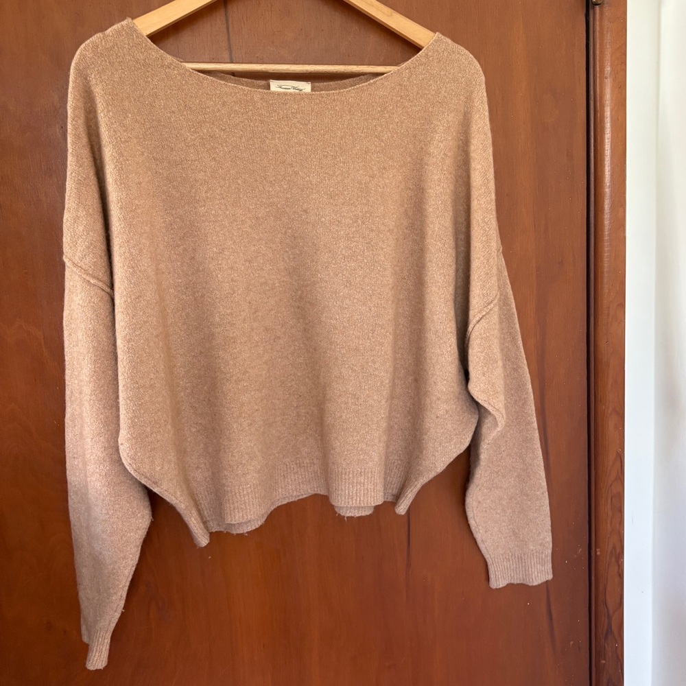 American vintage boat neck beige sweater, size xs/s